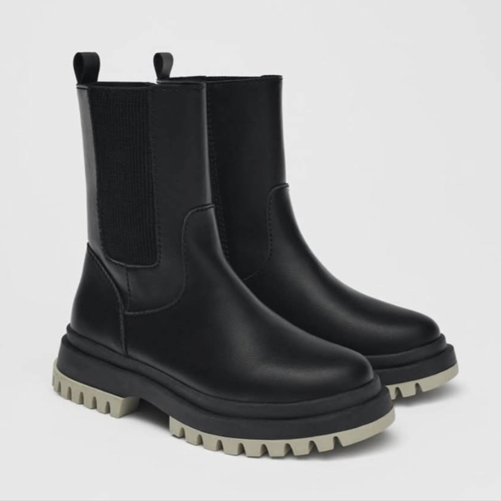 Zara Black and Gray Combat Boots Kids